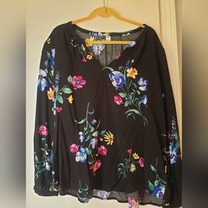 Women's Old Navy Black Floral Blouse XL